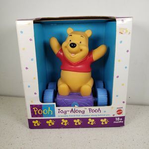 Tag-Along Pooh Rolling Pull Toy Winnie the Baby Nursery Toddler NIB